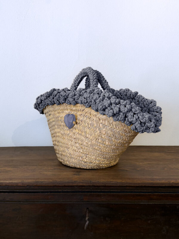 COFFA RICCIA DENIM CUORE - GRANDE - immagine 2