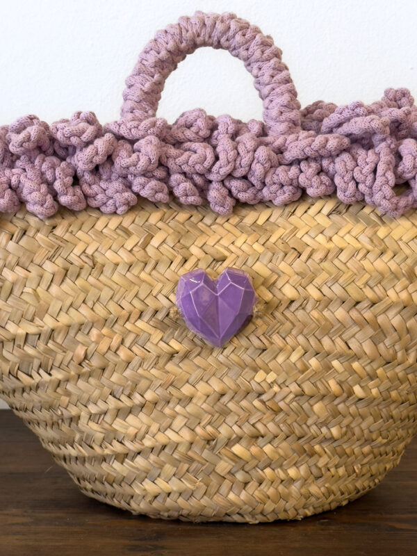 COFFA RICCIA LILLA CUORE - GRANDE - immagine 4