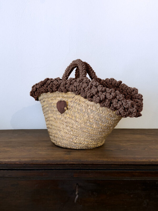 COFFA RICCIA MARRONE CUORE - GRANDE - immagine 2