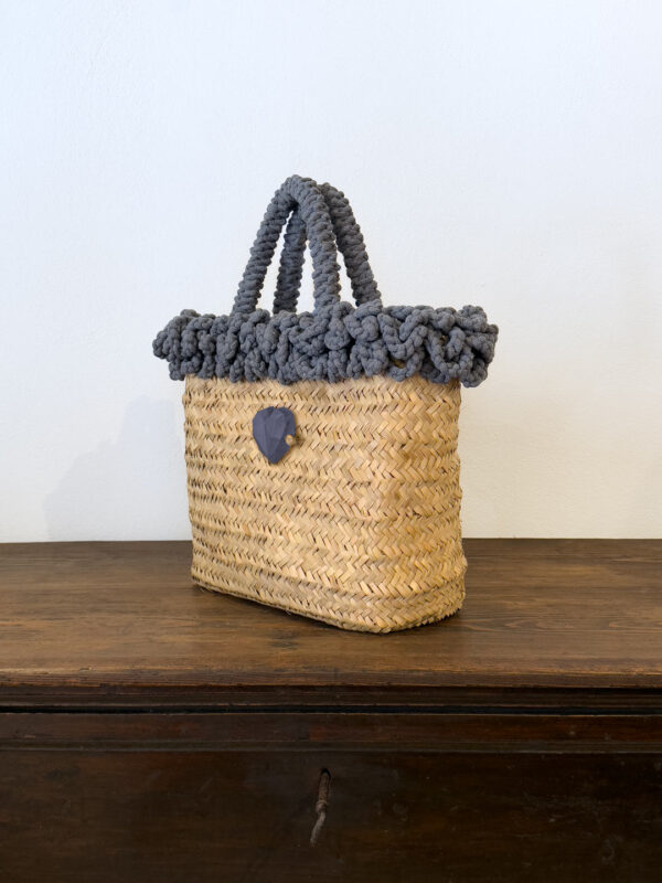 SHOPPER RICCIA DENIM CUORE - immagine 2