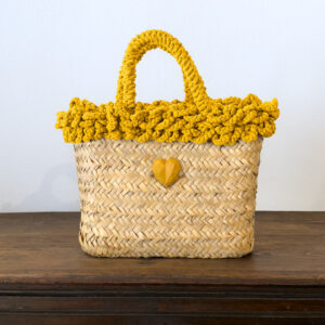 SHOPPER RICCIA GIALLA CUORE