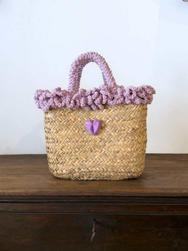 SHOPPER RICCIA LILLA CUORE