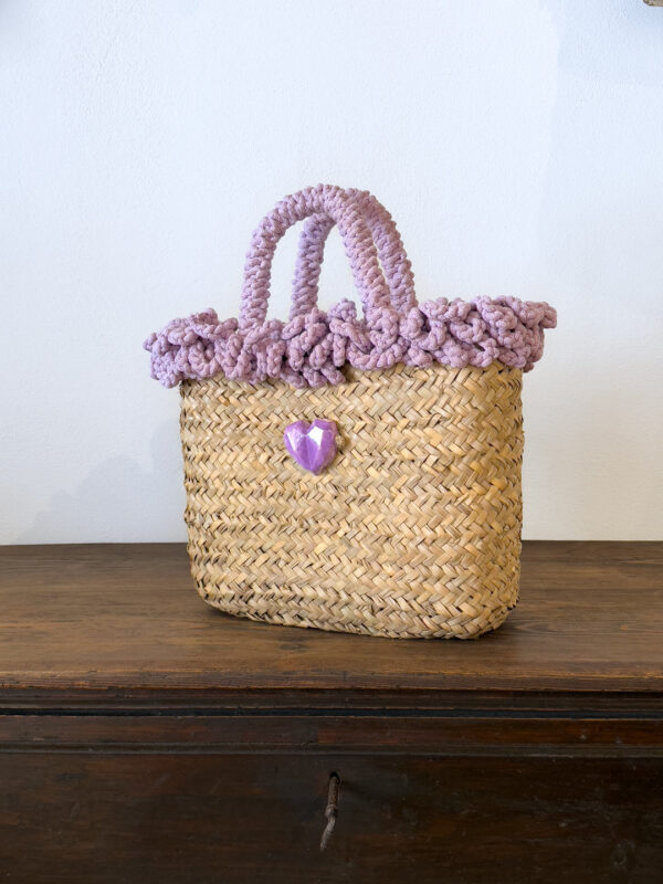 SHOPPER RICCIA LILLA CUORE - immagine 2