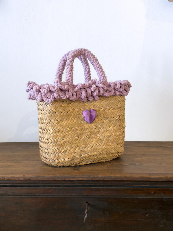 SHOPPER RICCIA LILLA CUORE - immagine 3