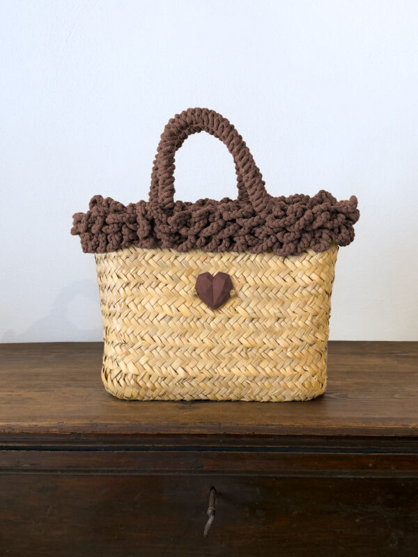 SHOPPER RICCIA MARRONE CUORE