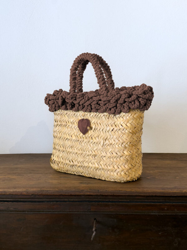 SHOPPER RICCIA MARRONE CUORE - immagine 2
