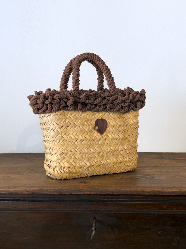 SHOPPER RICCIA MARRONE CUORE - immagine 3