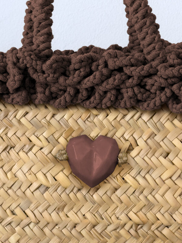 SHOPPER RICCIA MARRONE CUORE - immagine 4