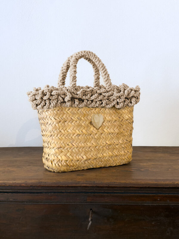 SHOPPER RICCIA PANNA CUORE - immagine 3