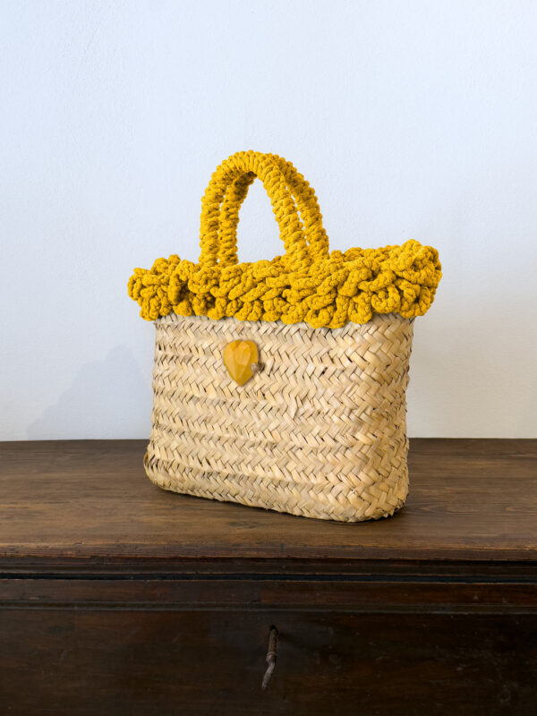 SHOPPER RICCIA GIALLA CUORE - immagine 2