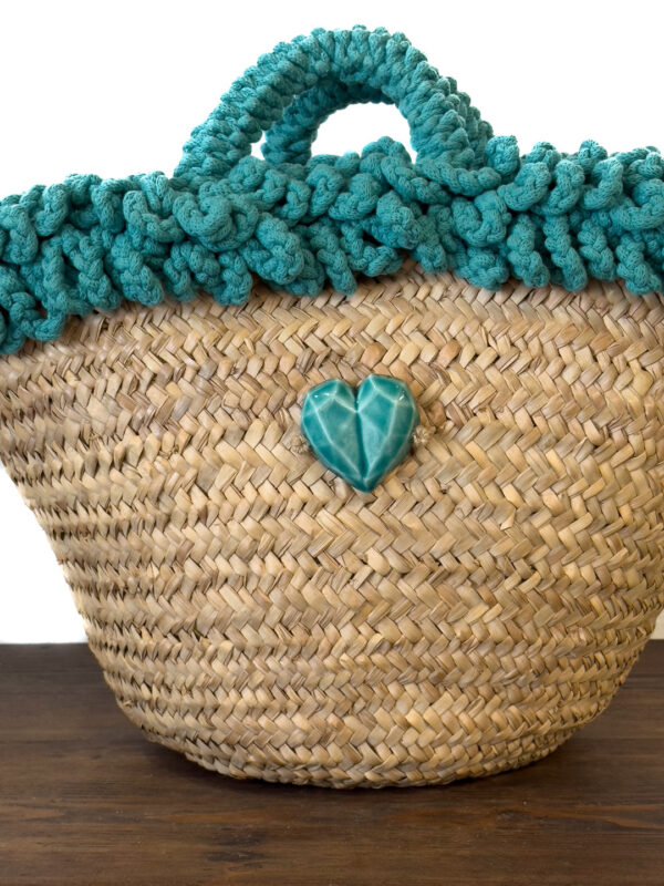 COFFA RICCIA PETROLIO CUORE - GRANDE - immagine 4