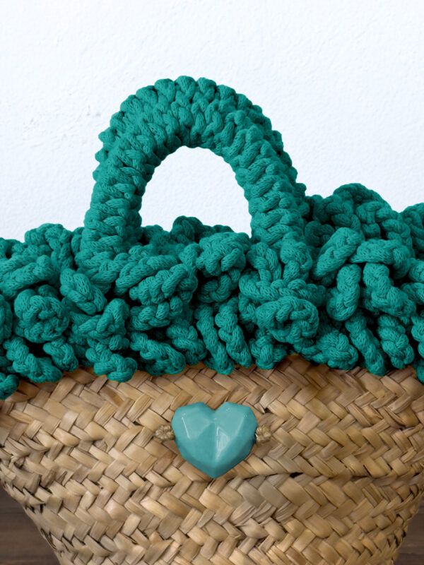 COFFA RICCIA PETROLIO CUORE - PICCOLA - immagine 4