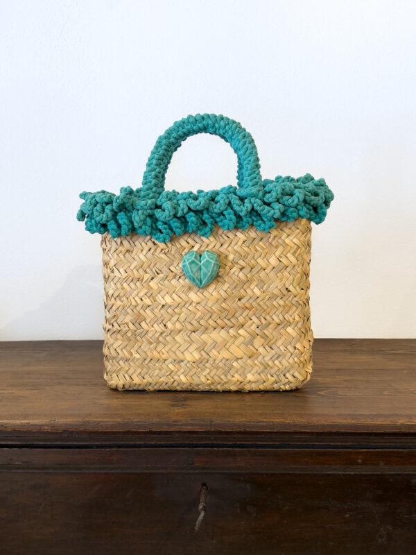 SHOPPER RICCIA PETROLIO CUORE