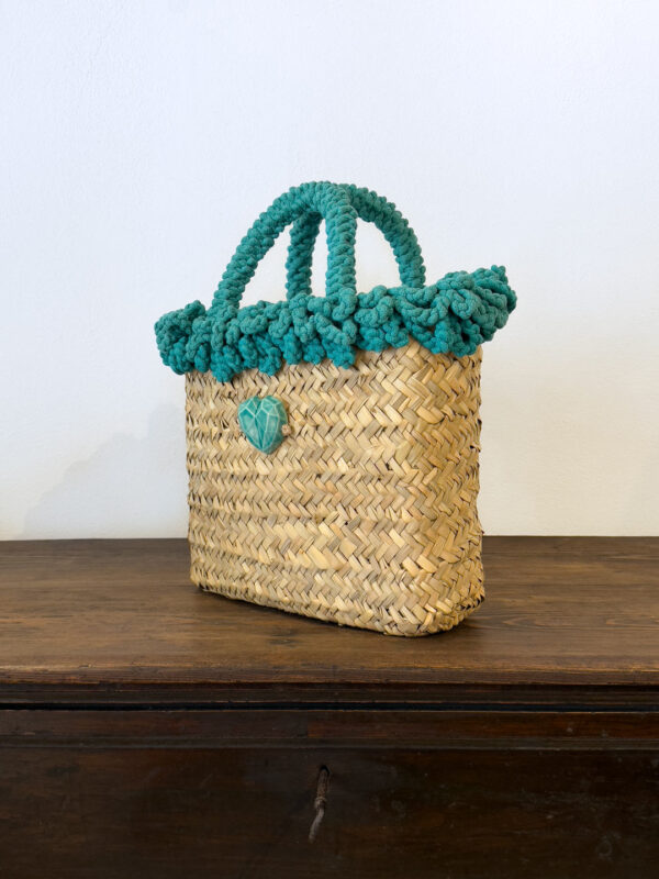 SHOPPER RICCIA PETROLIO CUORE - immagine 2