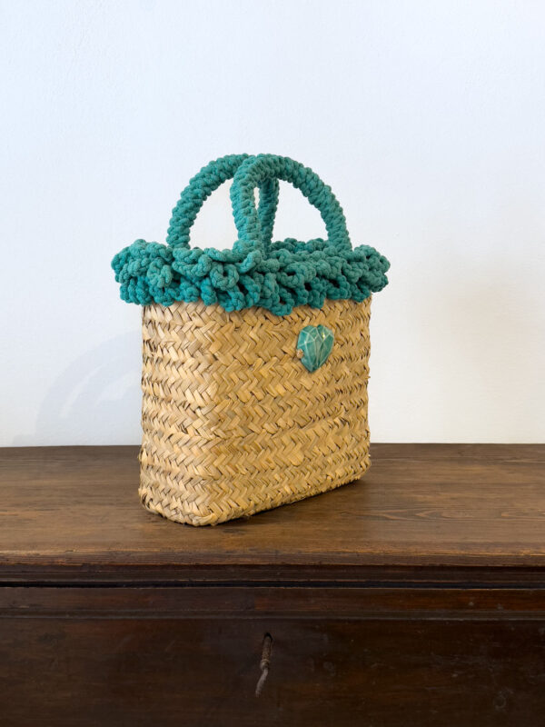 SHOPPER RICCIA PETROLIO CUORE - immagine 3