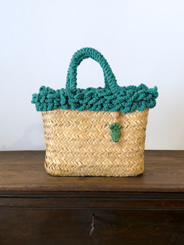 SHOPPER RICCIA PETROLIO PALA
