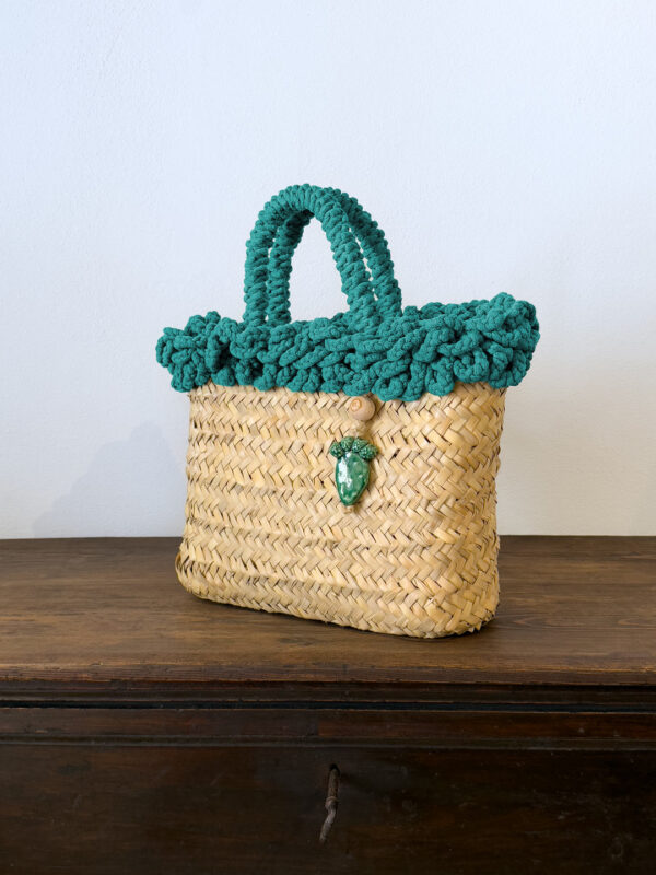 SHOPPER RICCIA PETROLIO PALA - immagine 2
